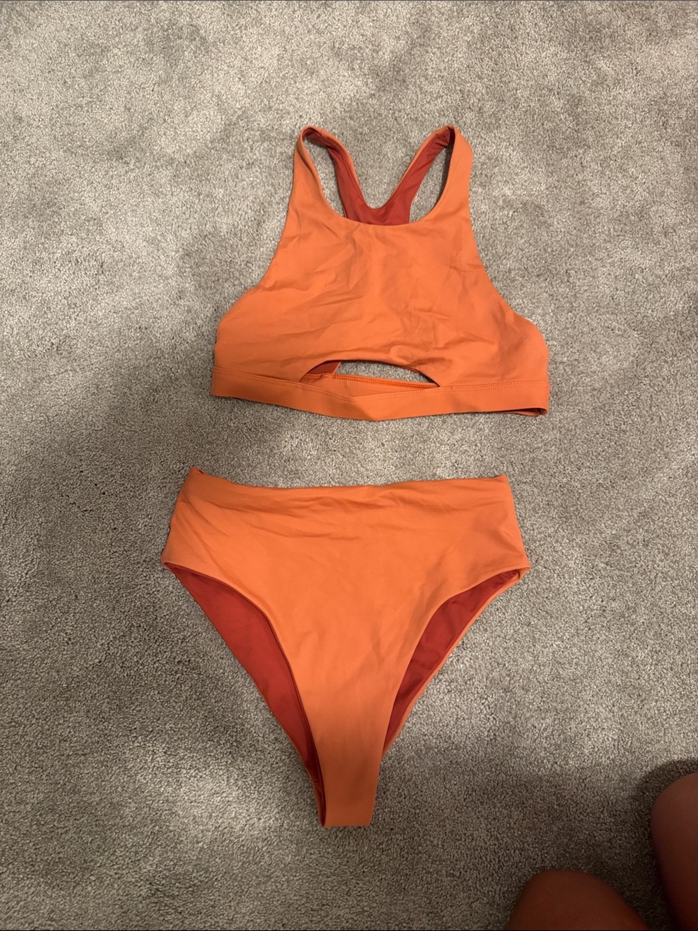 Jolyn Clothing Orange High-Neck Bikini Set